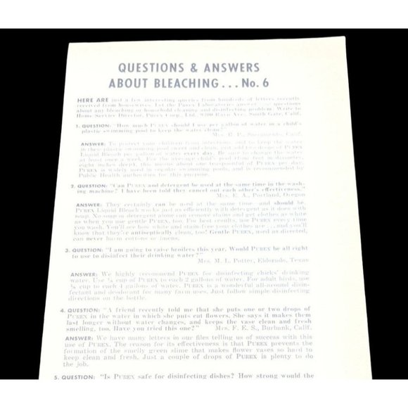 Purex Liquid Laundry Bleach Vintage Print Ad 1954 Jug Bleaching Questions Q & A - Picture 5 of 6